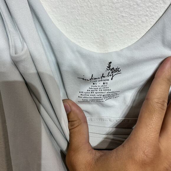 Free People Intimately White Scoop Neck Bodysuit Sz M - Picture 5 of 11